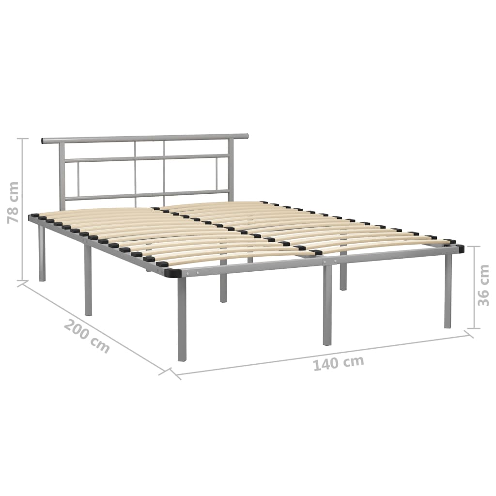 Sengeramme uten madrass grå metall 140x200 cm