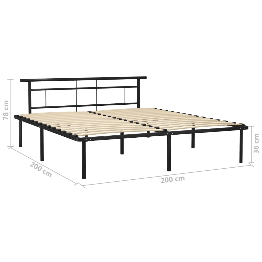 Sengeramme svart metall 200x200 cm