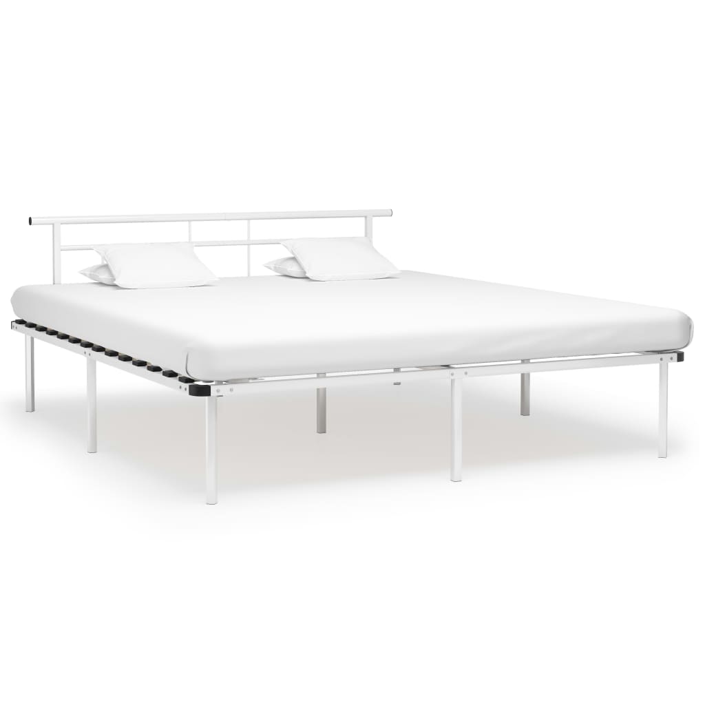 Sengeramme hvit metall 200x200 cm