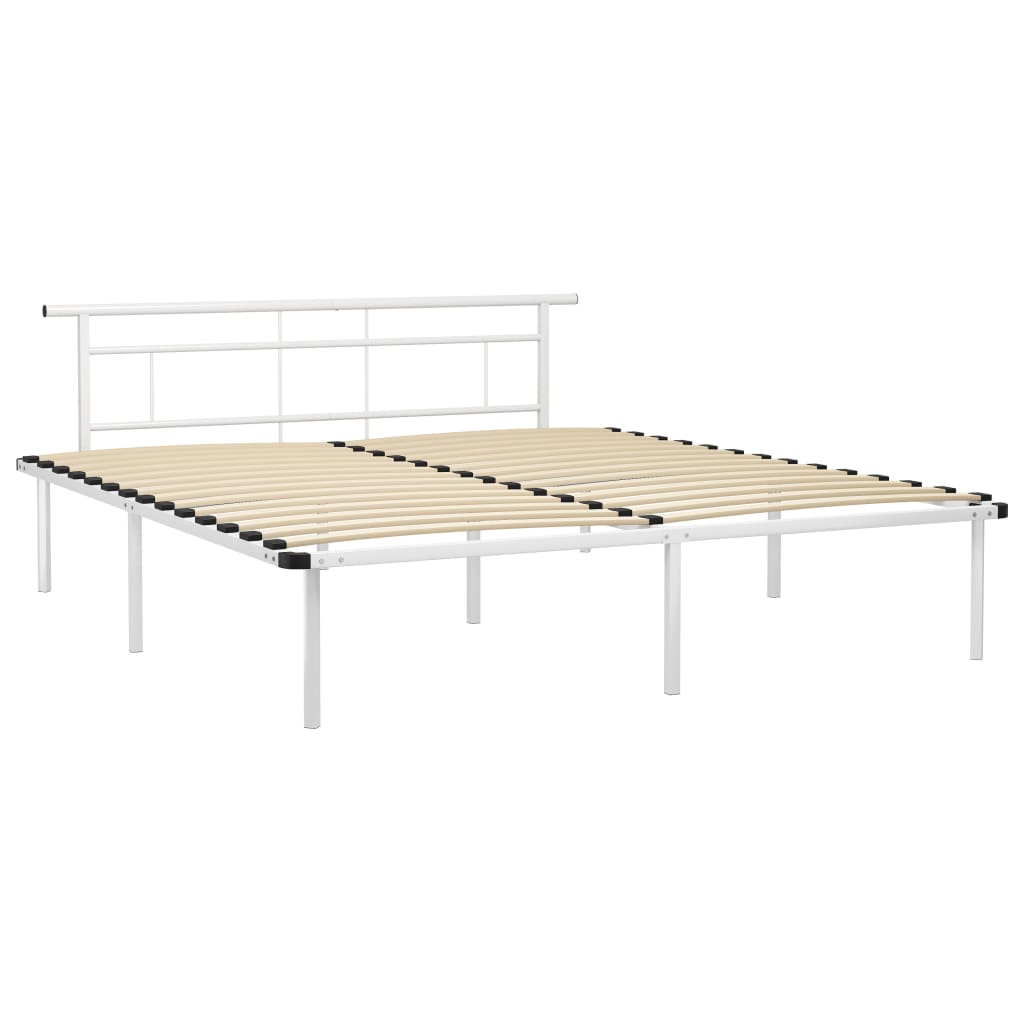 Sengeramme hvit metall 200x200 cm
