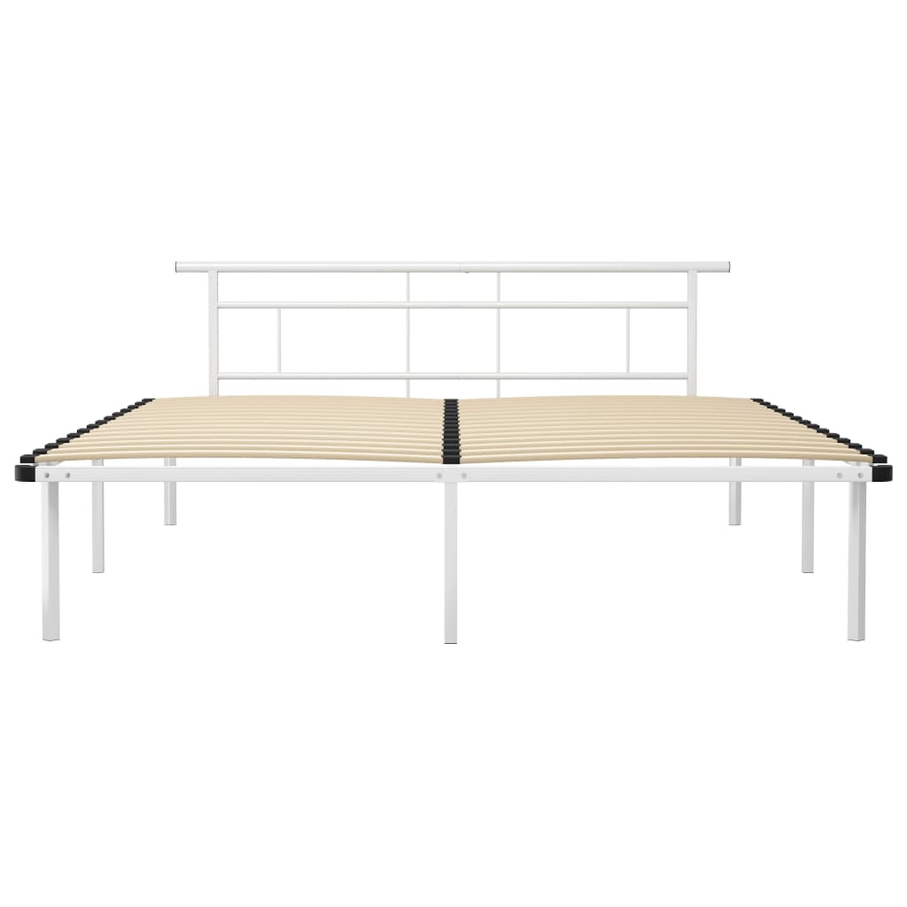 Sengeramme hvit metall 200x200 cm