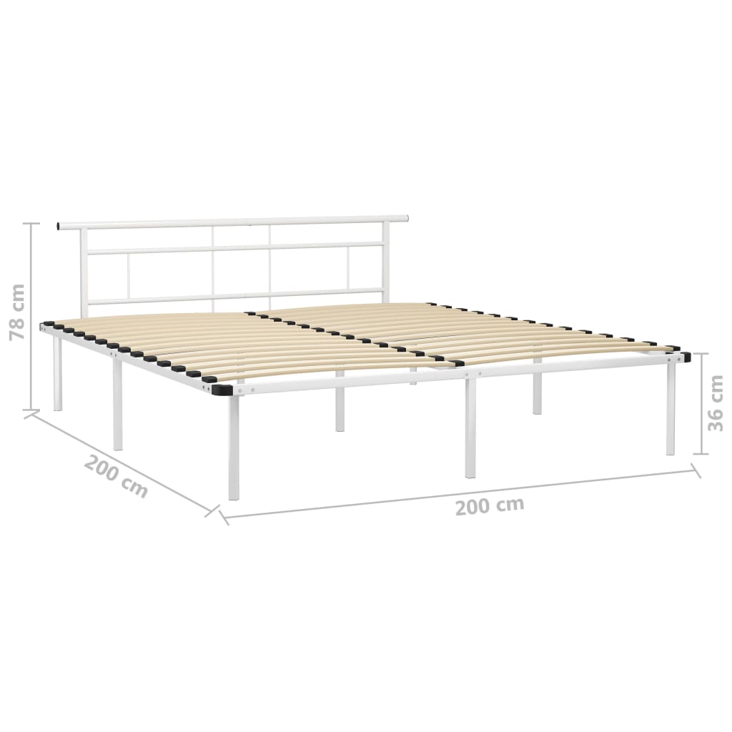 Sengeramme hvit metall 200x200 cm