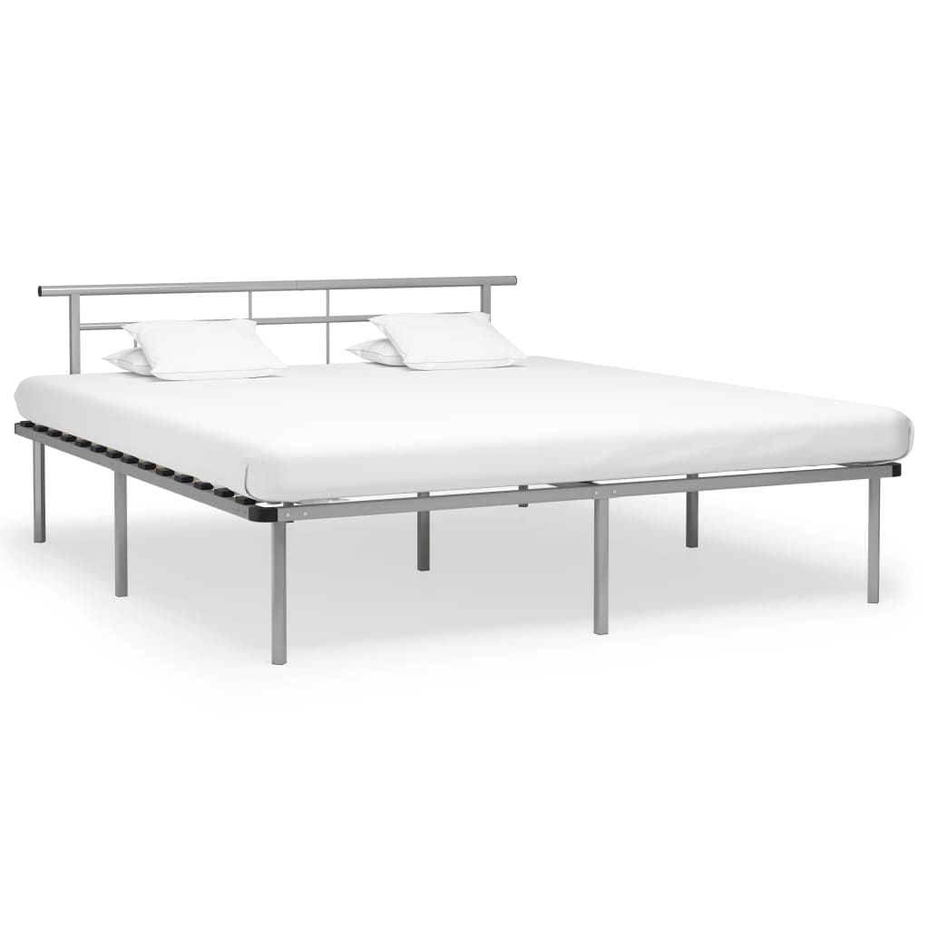 Sengeramme grå metall 200x200 cm