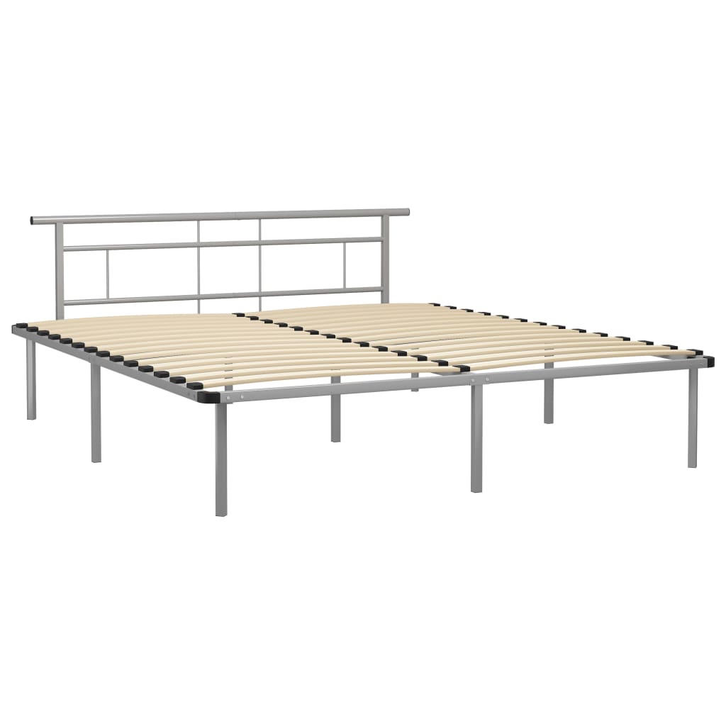 Sengeramme grå metall 200x200 cm