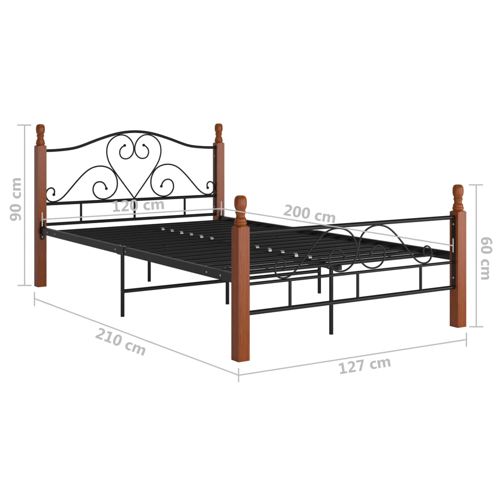 Sengeramme svart metall 120x200 cm