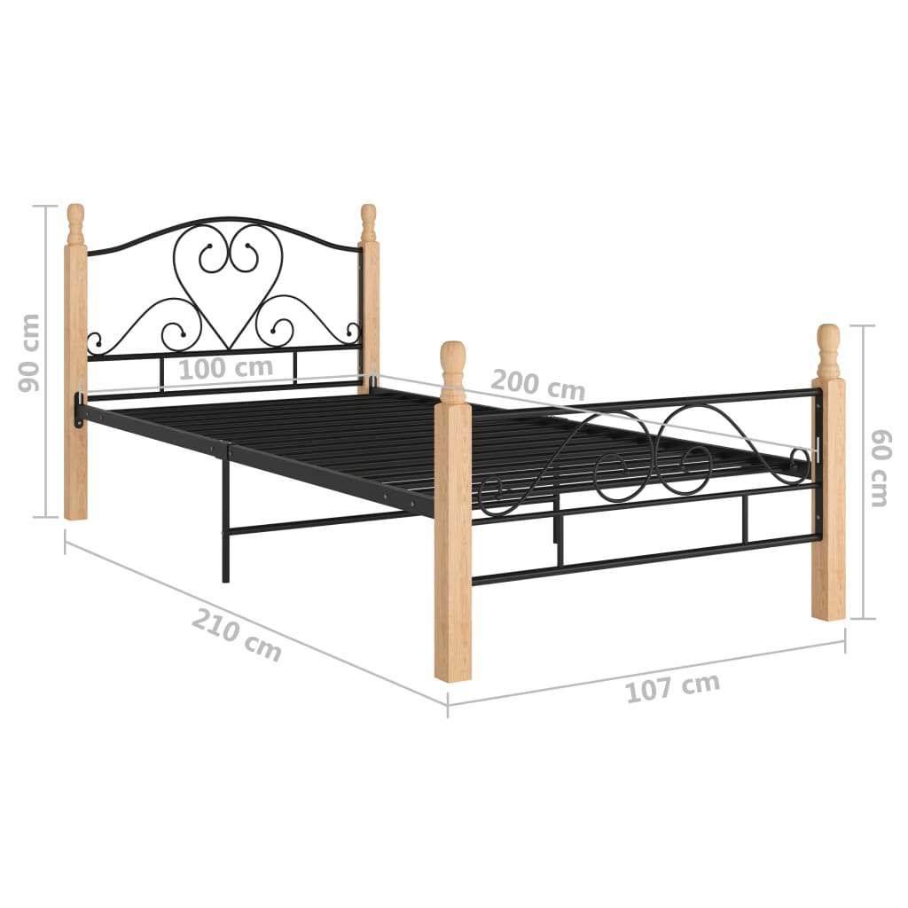 Sengeramme svart metall 100x200 cm