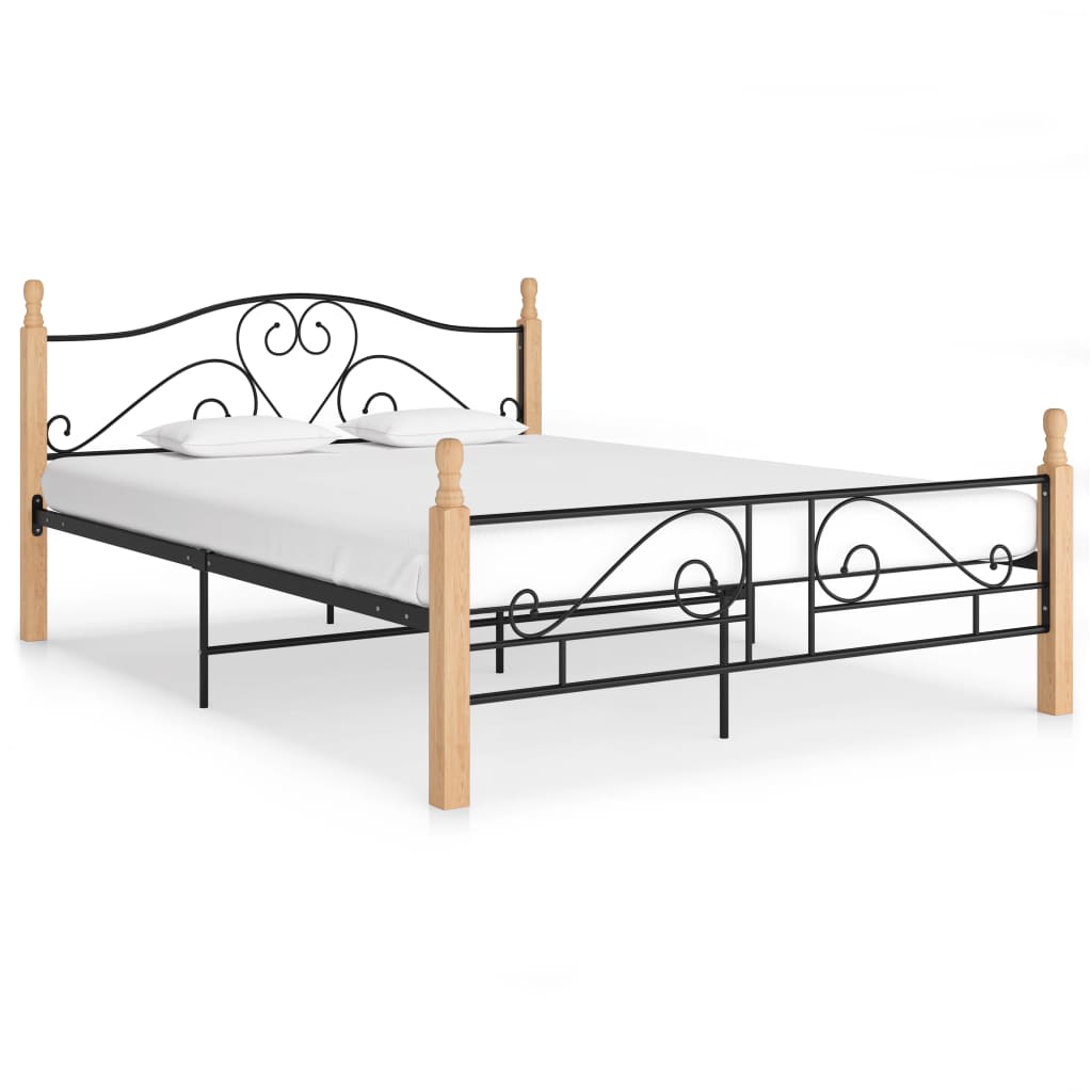 Sengeramme med hodegavl uten madrass svart 140x200 cm metall