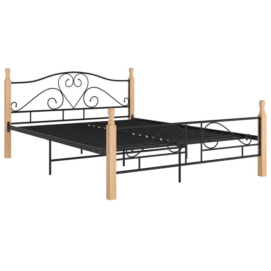Sengeramme med hodegavl uten madrass svart 140x200 cm metall