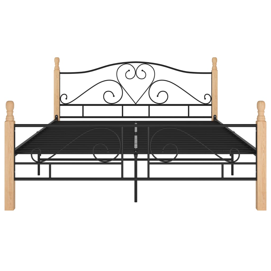Sengeramme med hodegavl uten madrass svart 140x200 cm metall