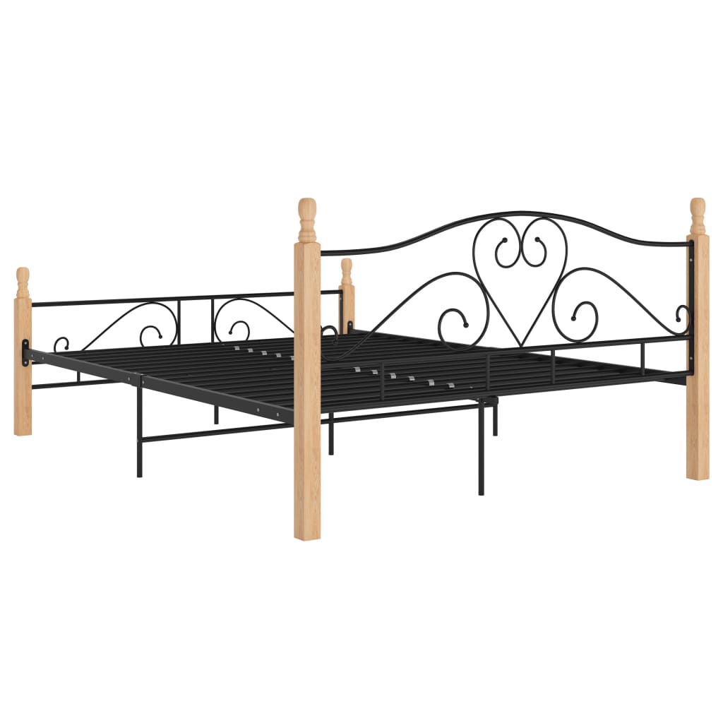 Sengeramme med hodegavl uten madrass svart 140x200 cm metall