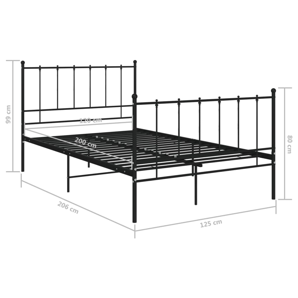 Sengeramme svart metall 120x200 cm