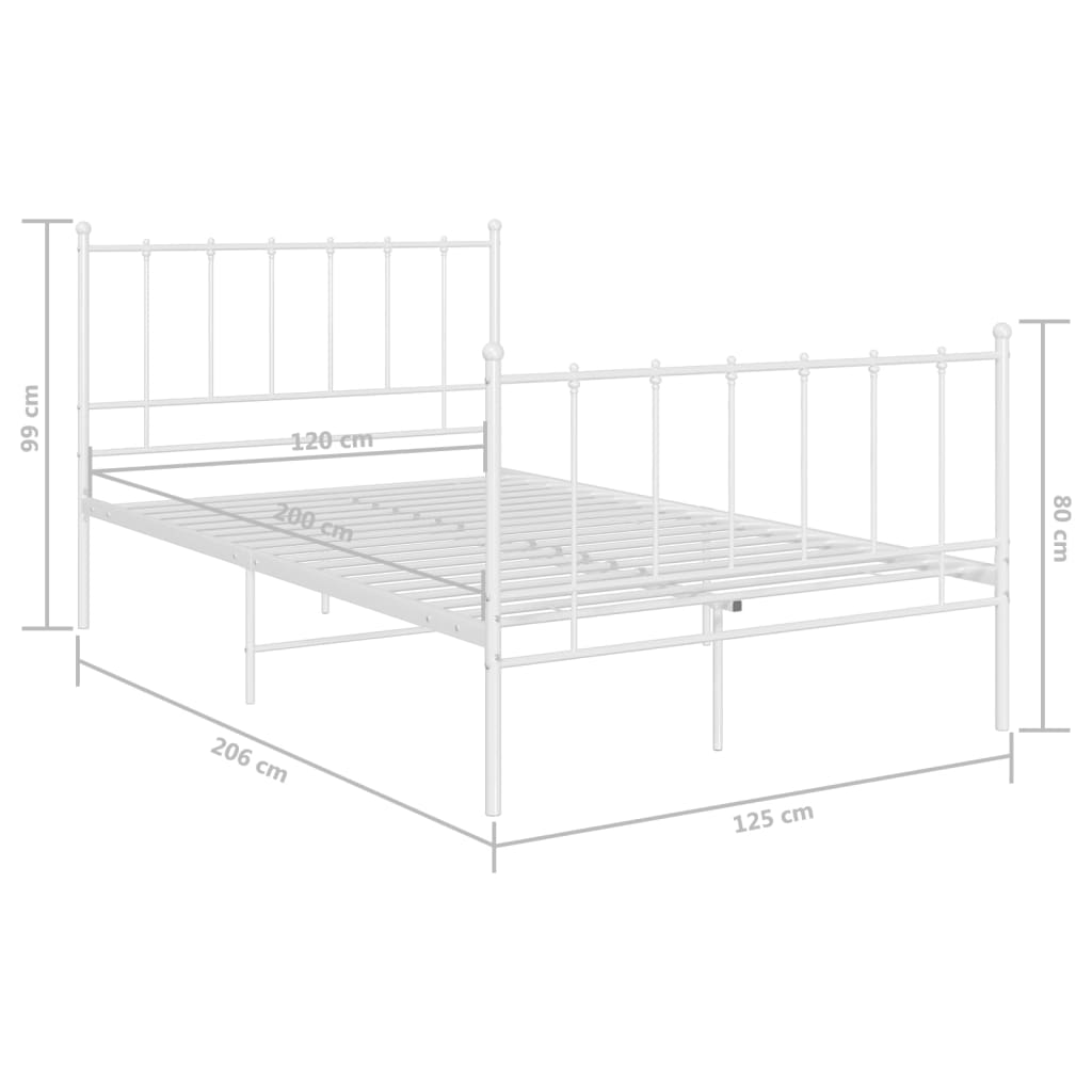 Sengeramme hvit metall 120x200 cm