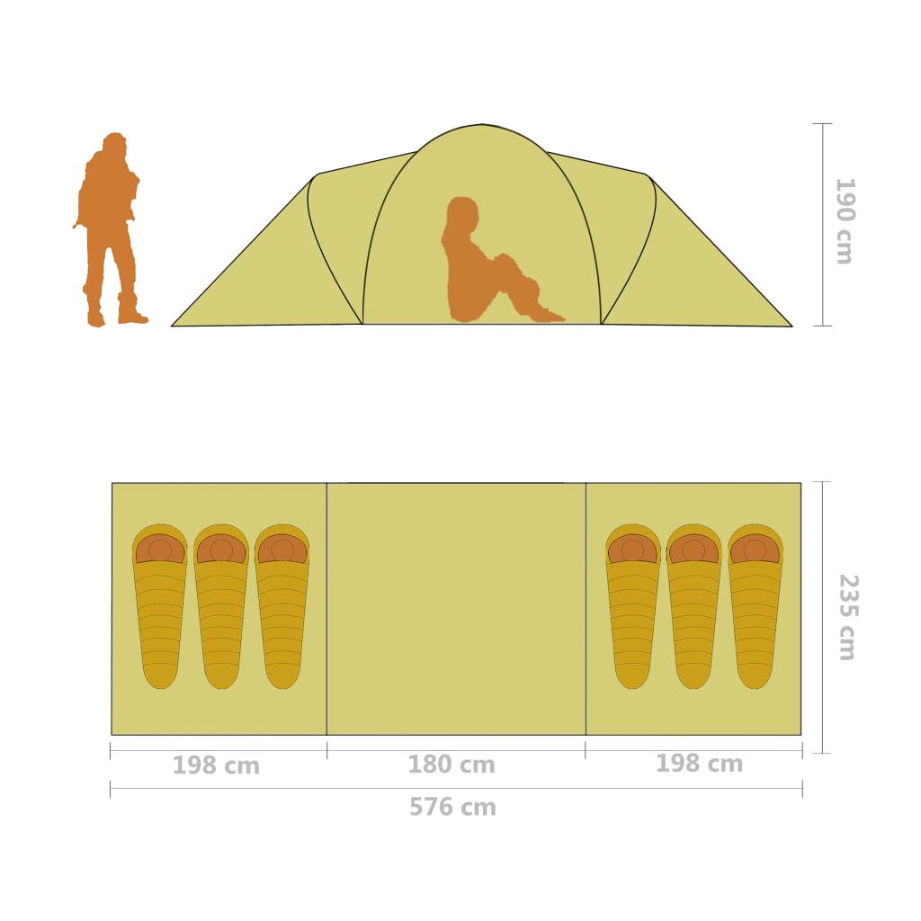 Campingtelt 6 personer blå og grønn