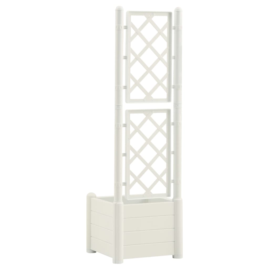 Plantekasse med espalier 43x43x142 cm PP hvit