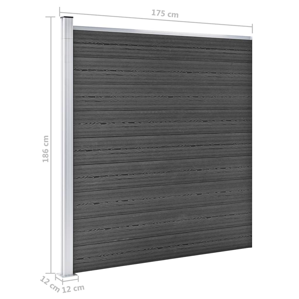 Gjerdepanel WPC 175x186 cm svart