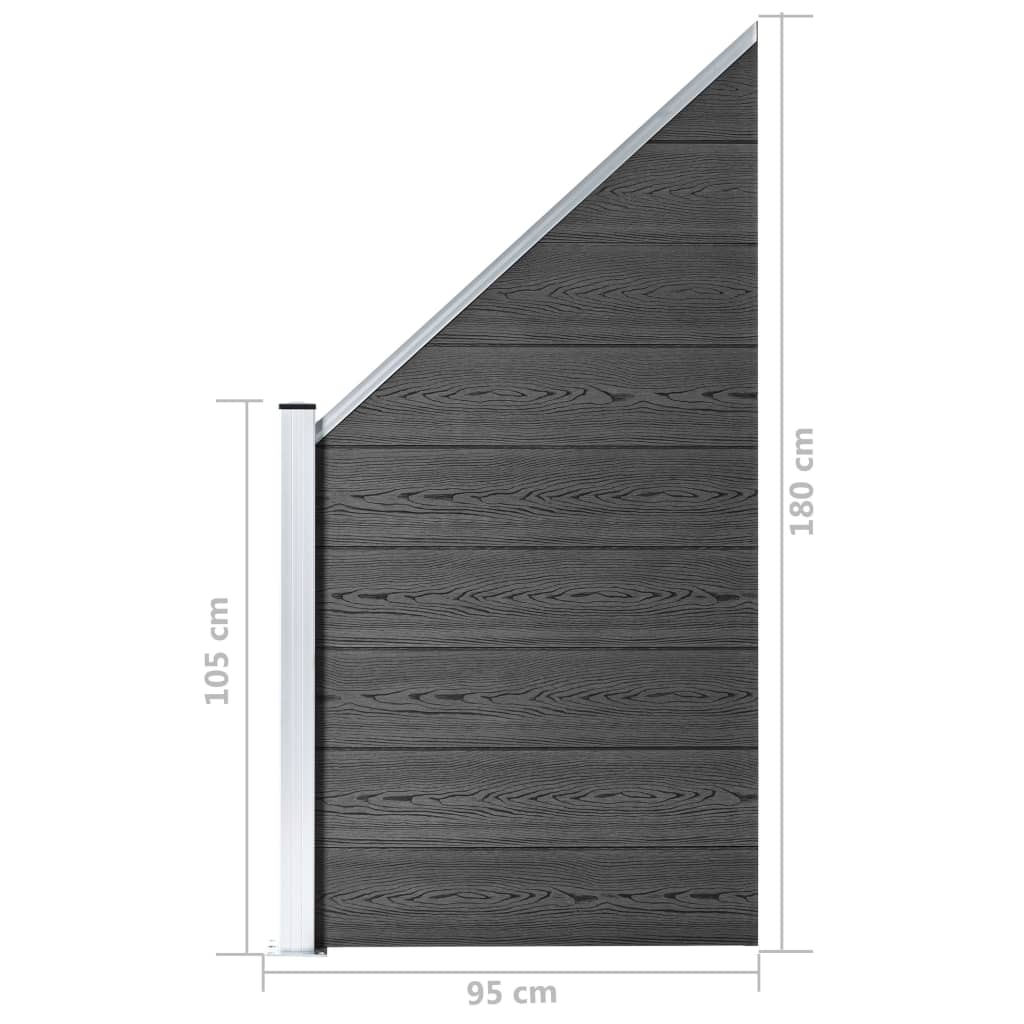 Gjerdepanel WPC 95x(105-180) cm svart