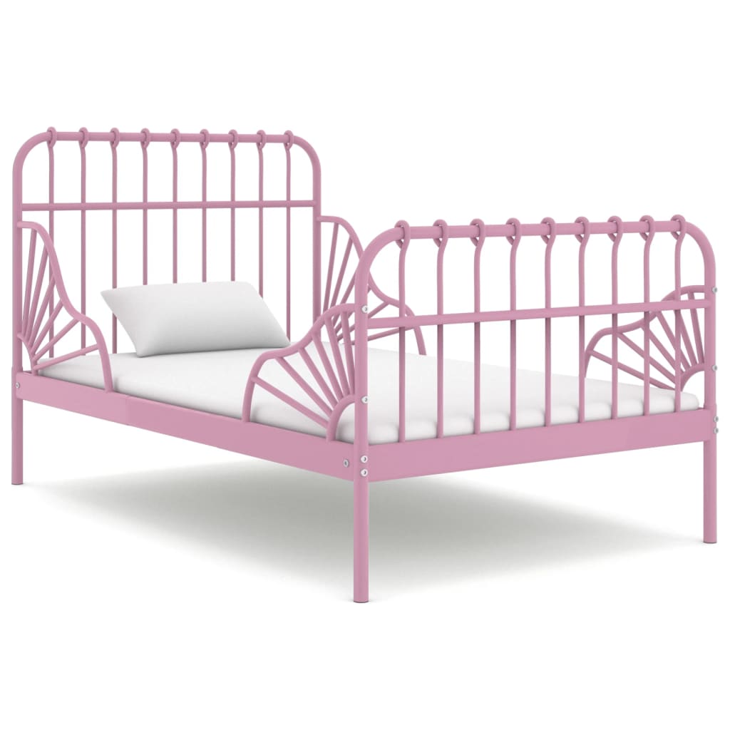 Utvidbar sengeramme rosa metall 80x130/200 cm
