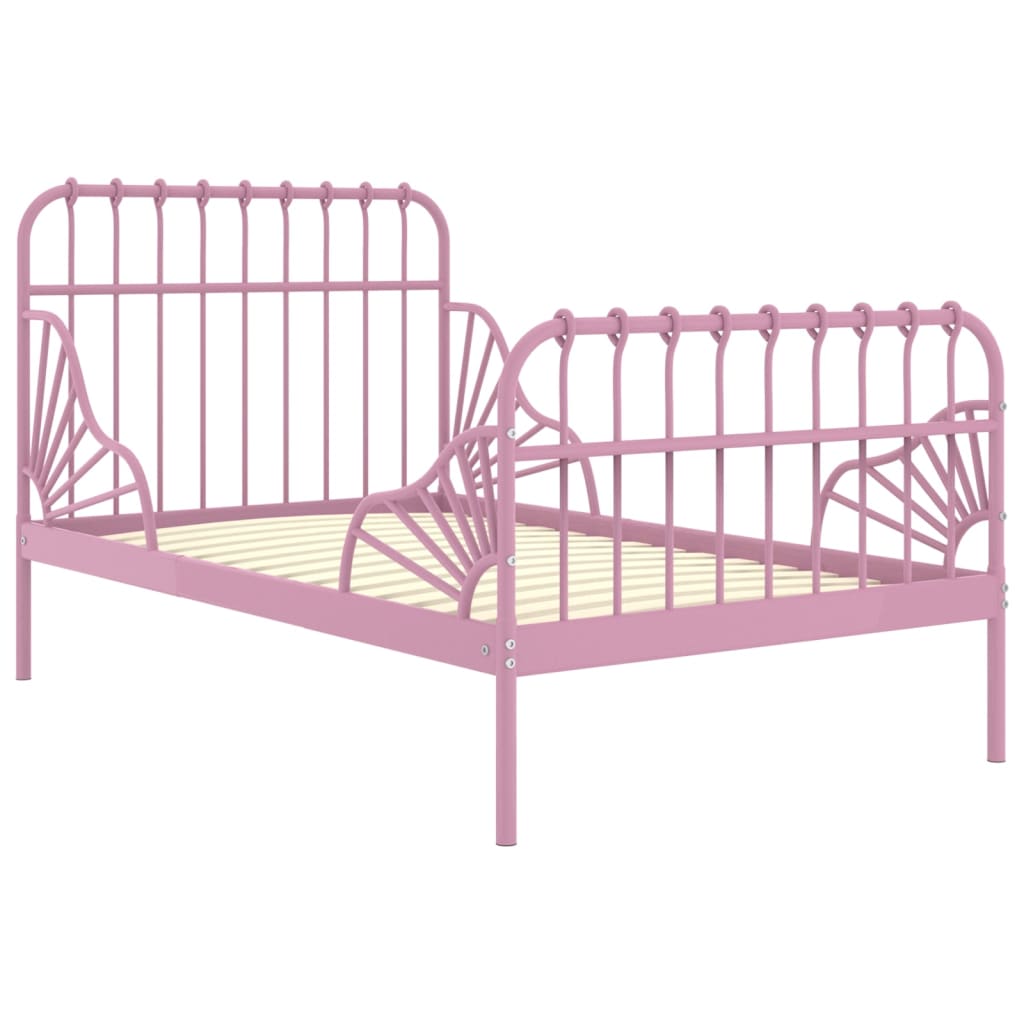 Utvidbar sengeramme rosa metall 80x130/200 cm