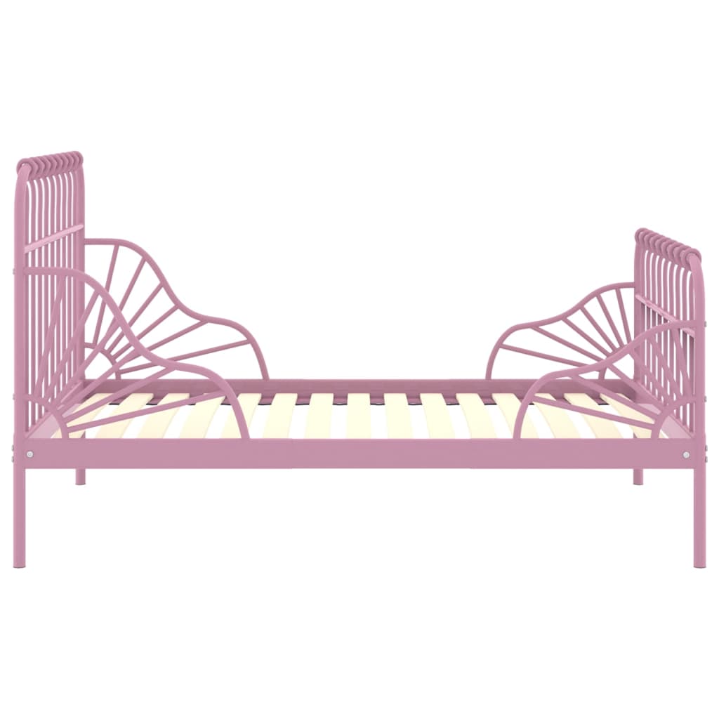 Utvidbar sengeramme rosa metall 80x130/200 cm