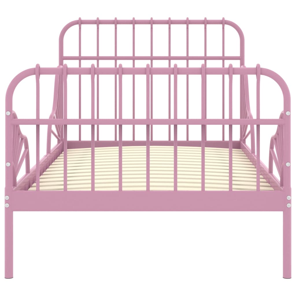 Utvidbar sengeramme rosa metall 80x130/200 cm