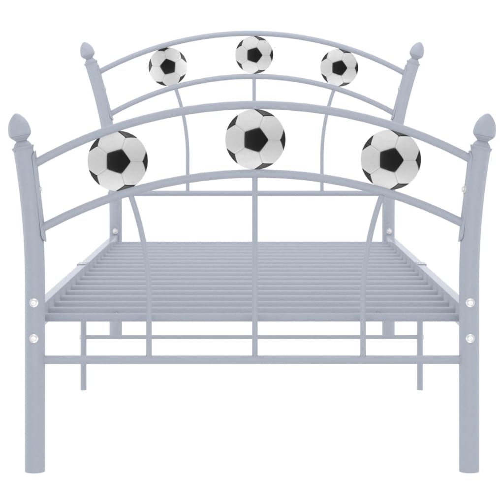 Sengeramme med fotballdesign grå metall 90x200 cm