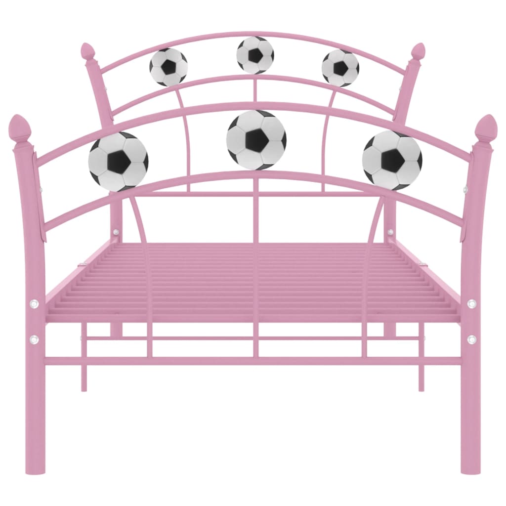 Sengeramme med fotballdesign rosa metall 90x200 cm