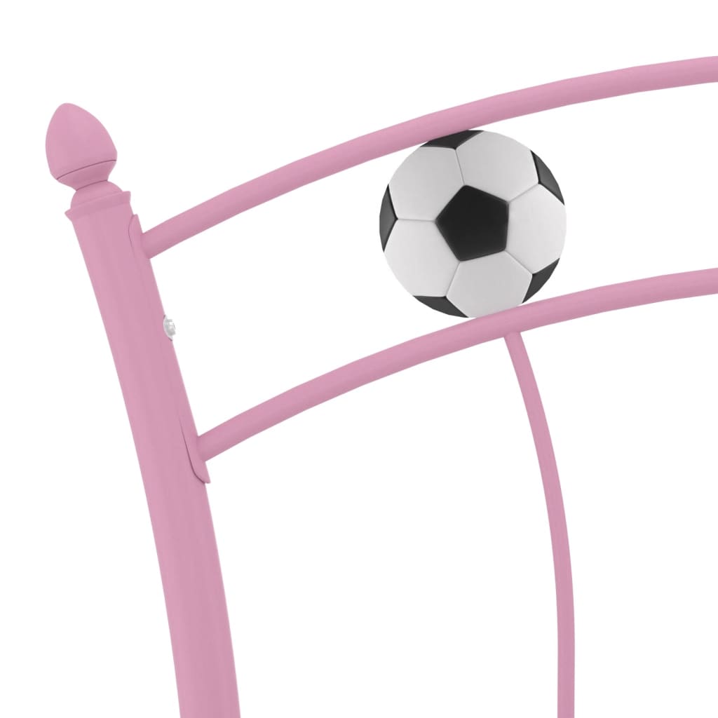 Sengeramme med fotballdesign rosa metall 90x200 cm