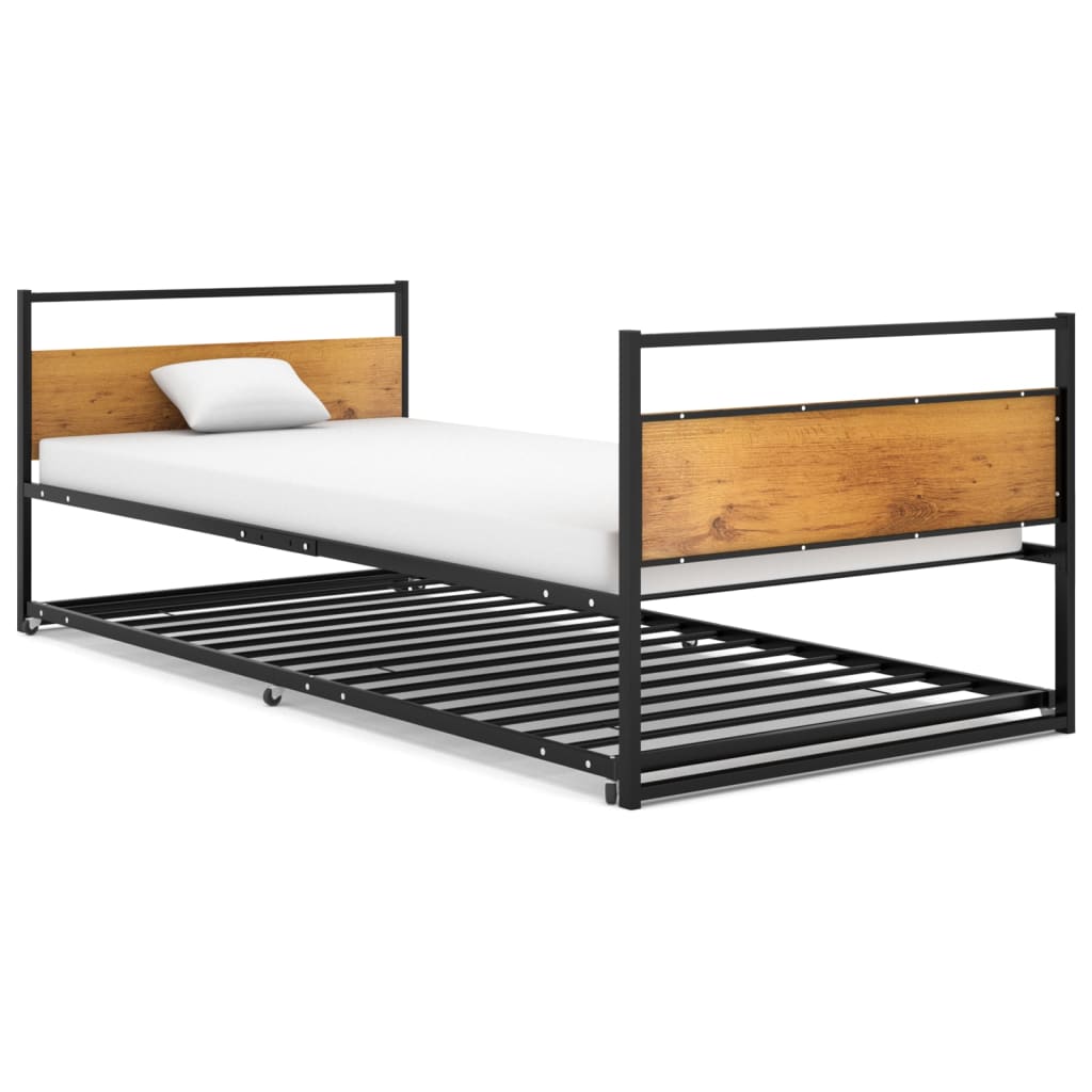 Uttrekkbar sengeramme svart metall 90x200 cm