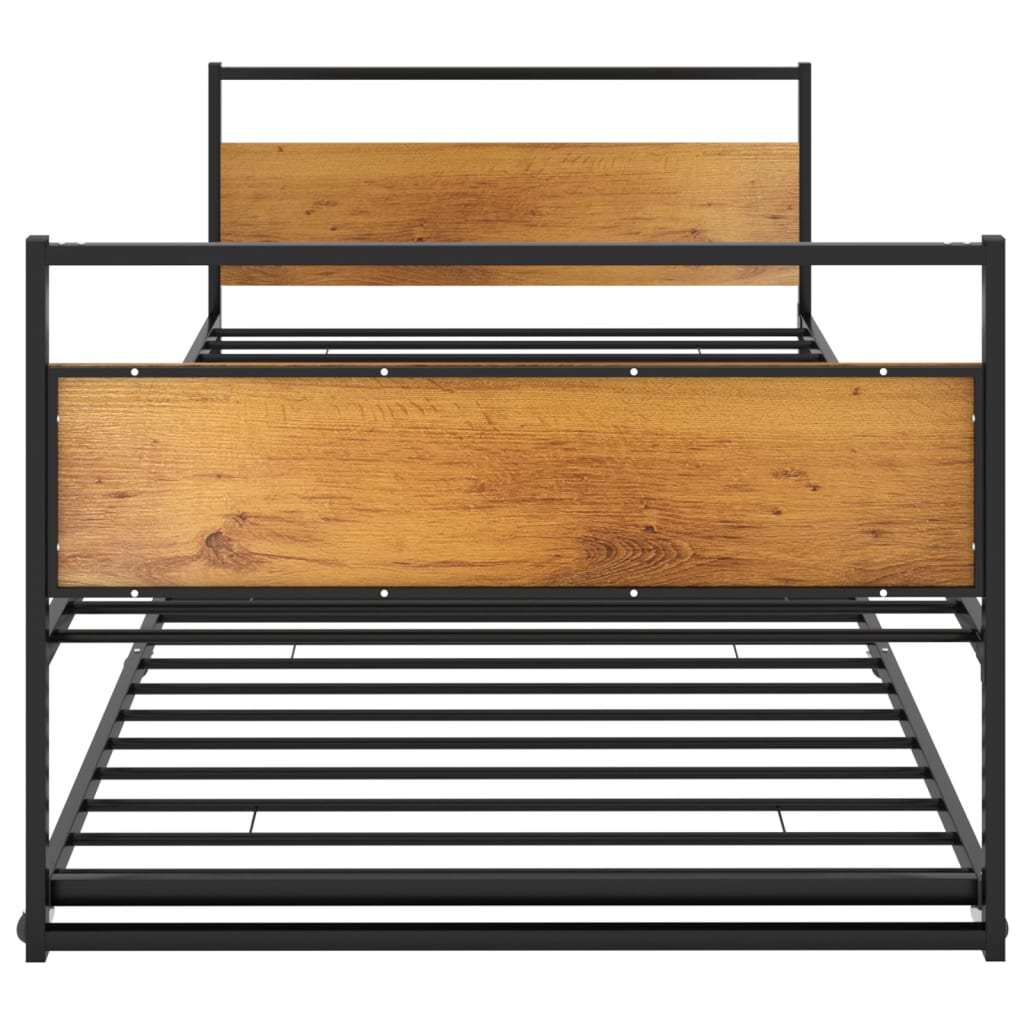 Uttrekkbar sengeramme svart metall 90x200 cm