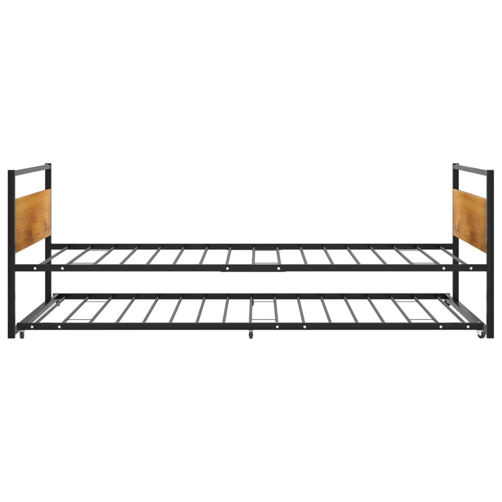 Uttrekkbar sengeramme svart metall 90x200 cm