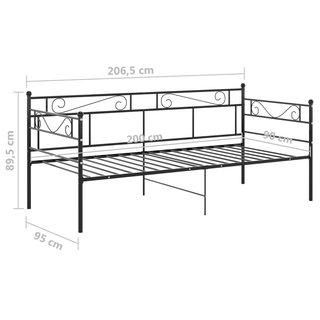 Ramme til sovesofa svart metall 90x200 cm