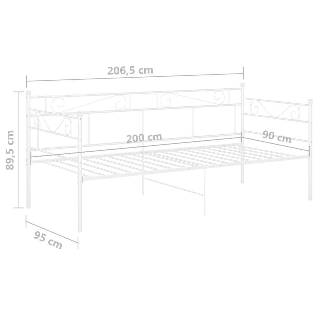 Ramme til sovesofa hvit metall 90x200 cm
