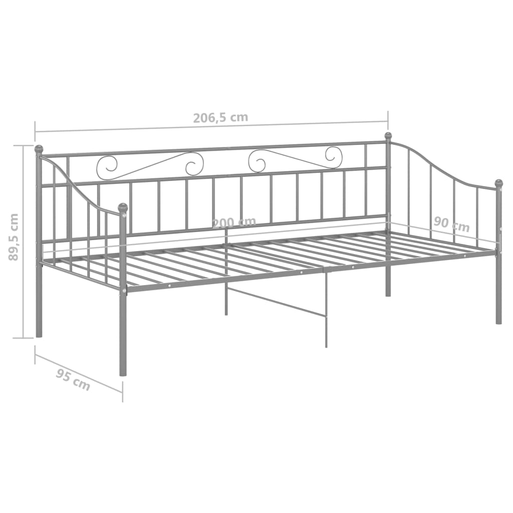 Ramme til sovesofa grå metall 90x200 cm