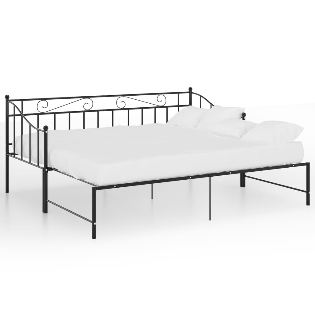 Uttrekkbar ramme til sovesofa svart metall 90x200 cm