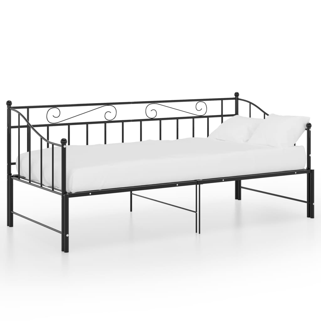 Uttrekkbar ramme til sovesofa svart metall 90x200 cm