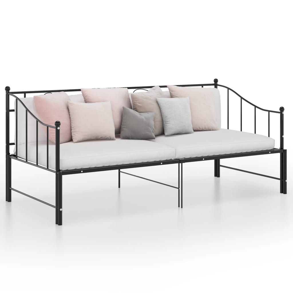 Uttrekkbar ramme til sovesofa svart metall 90x200 cm