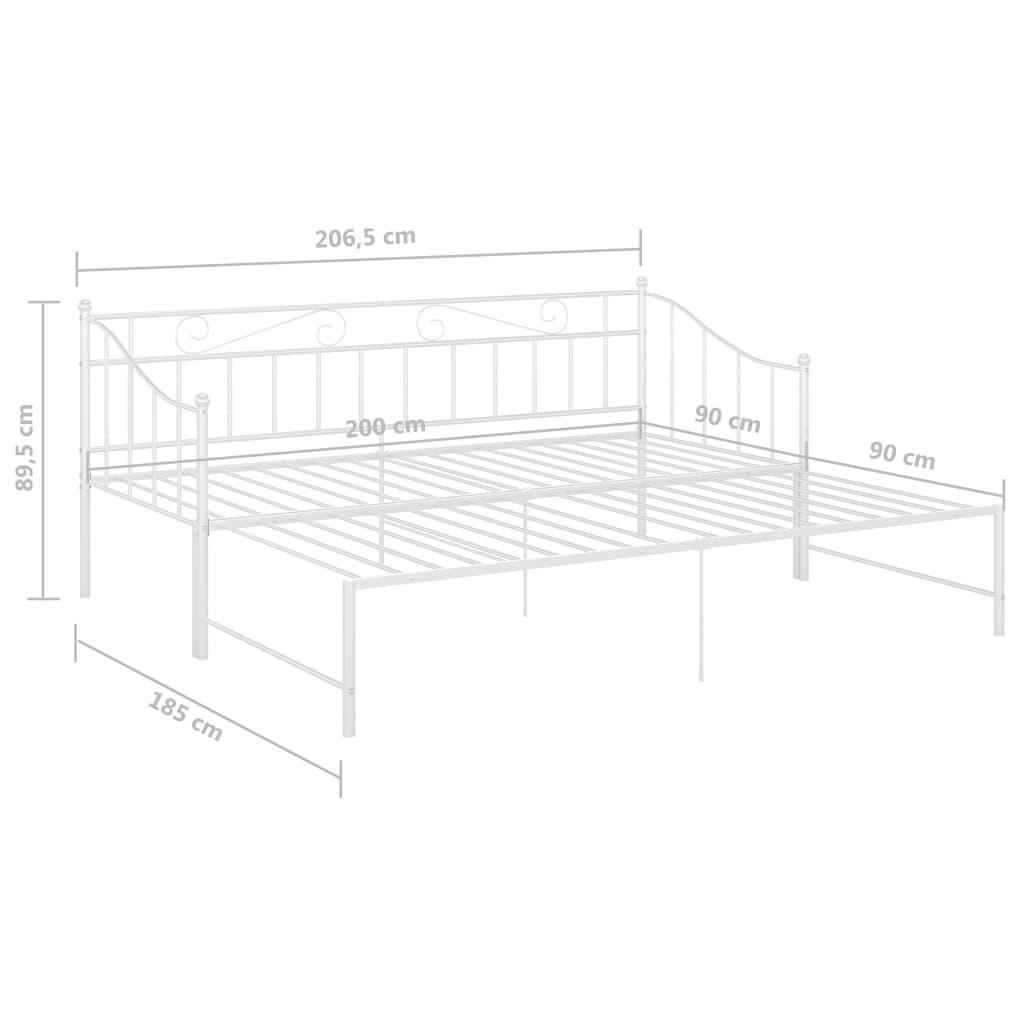 Uttrekkbar ramme til sovesofa hvit metall 90x200 cm