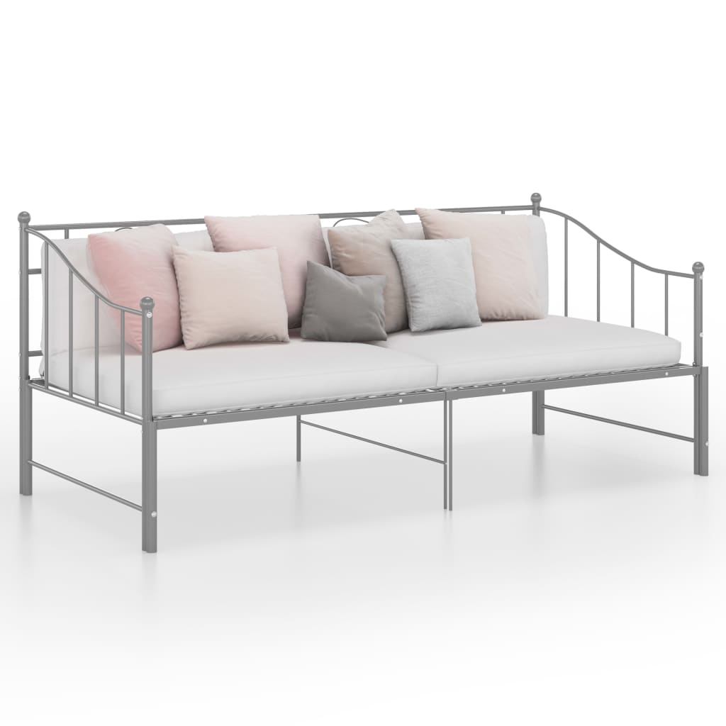 Uttrekkbar ramme til sovesofa grå metall 90x200 cm