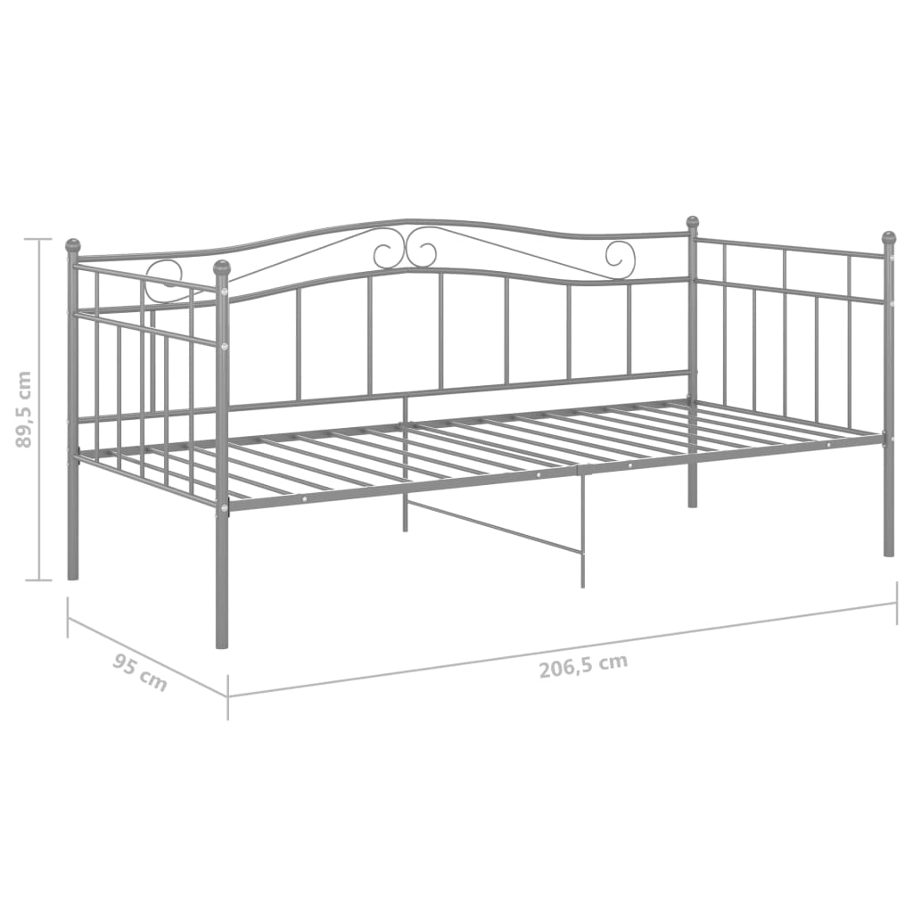 Ramme til sovesofa grå metall 90x200 cm