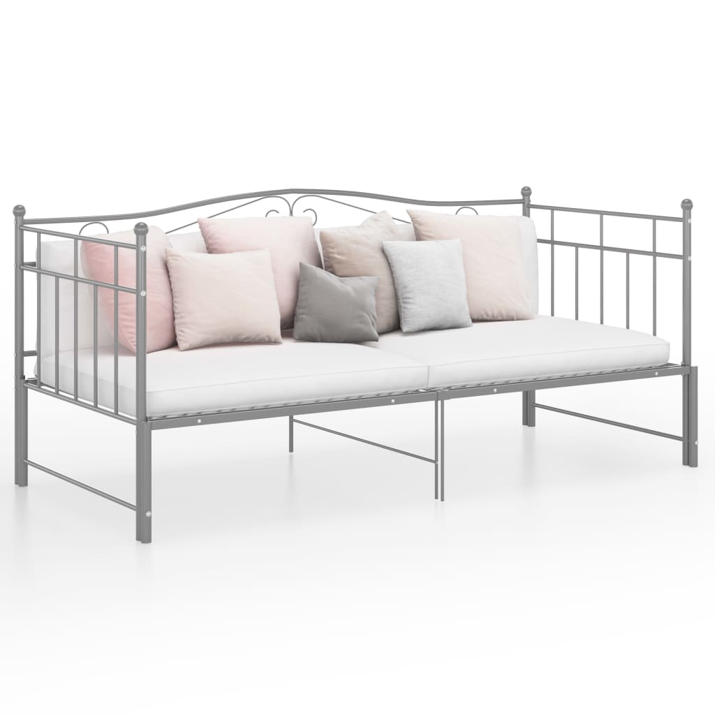 Uttrekkbar ramme til sovesofa grå metall 90x200 cm