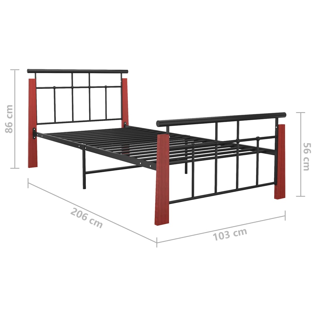 Sengeramme metall og heltre eik 90x200 cm