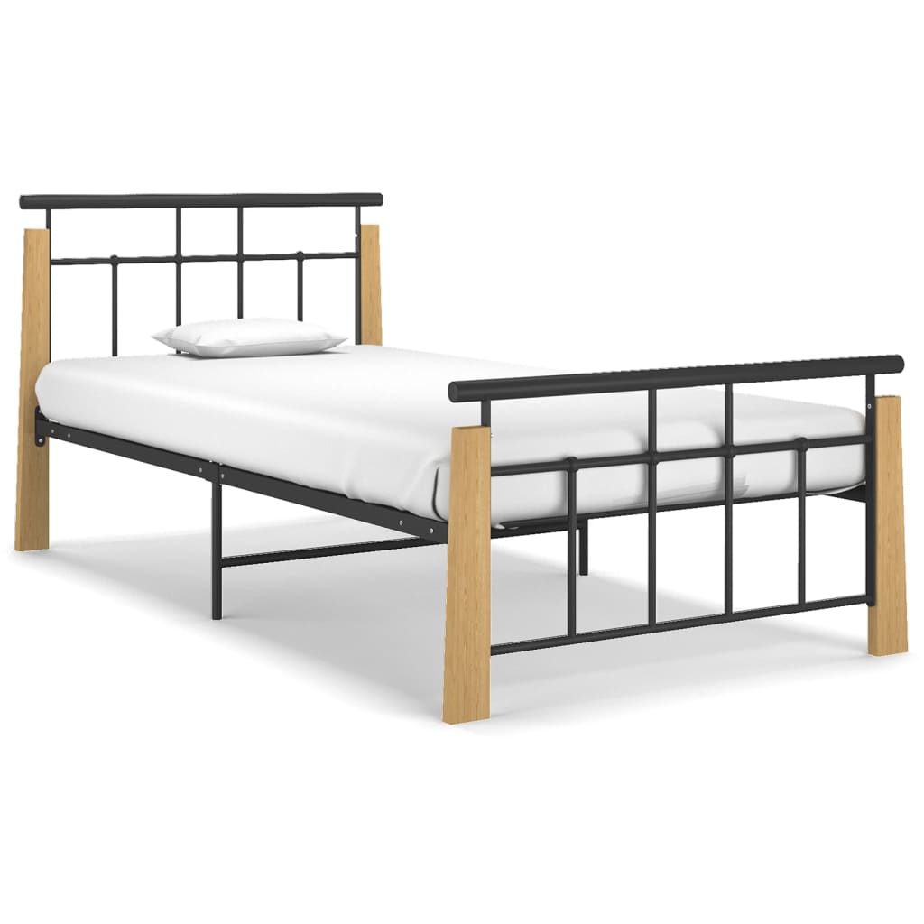 Sengeramme metall og heltre eik 90x200 cm