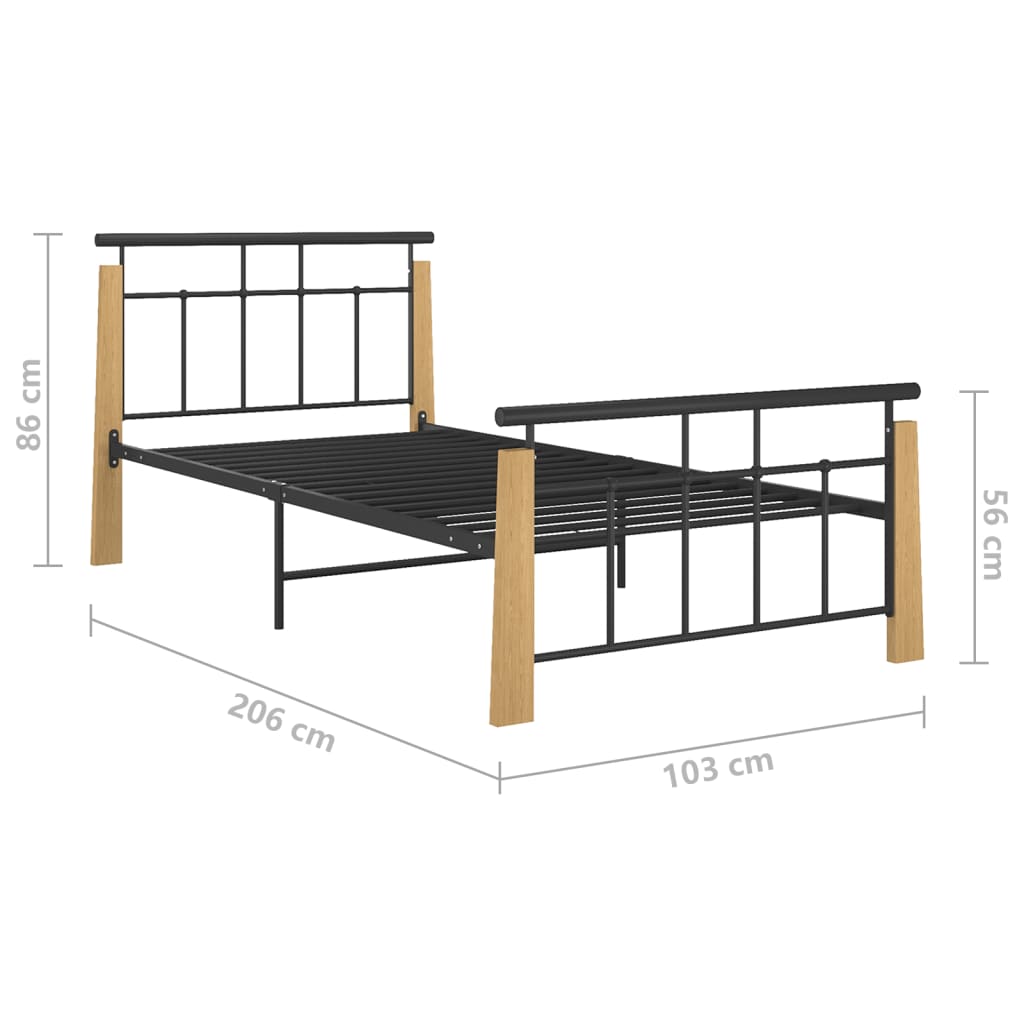 Sengeramme metall og heltre eik 90x200 cm