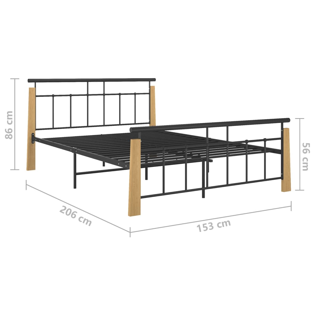 Sengeramme metall og heltre eik 140x200 cm