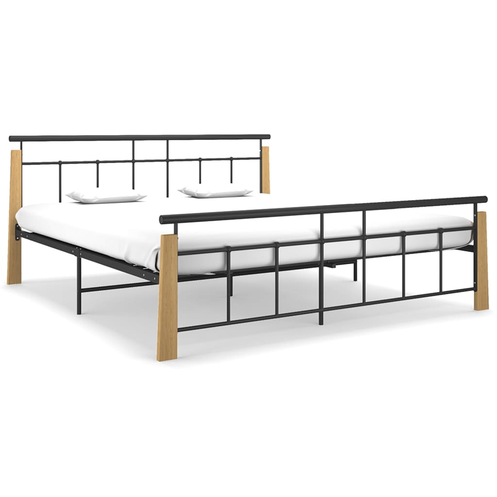 Sengeramme metall og heltre eik 180x200 cm