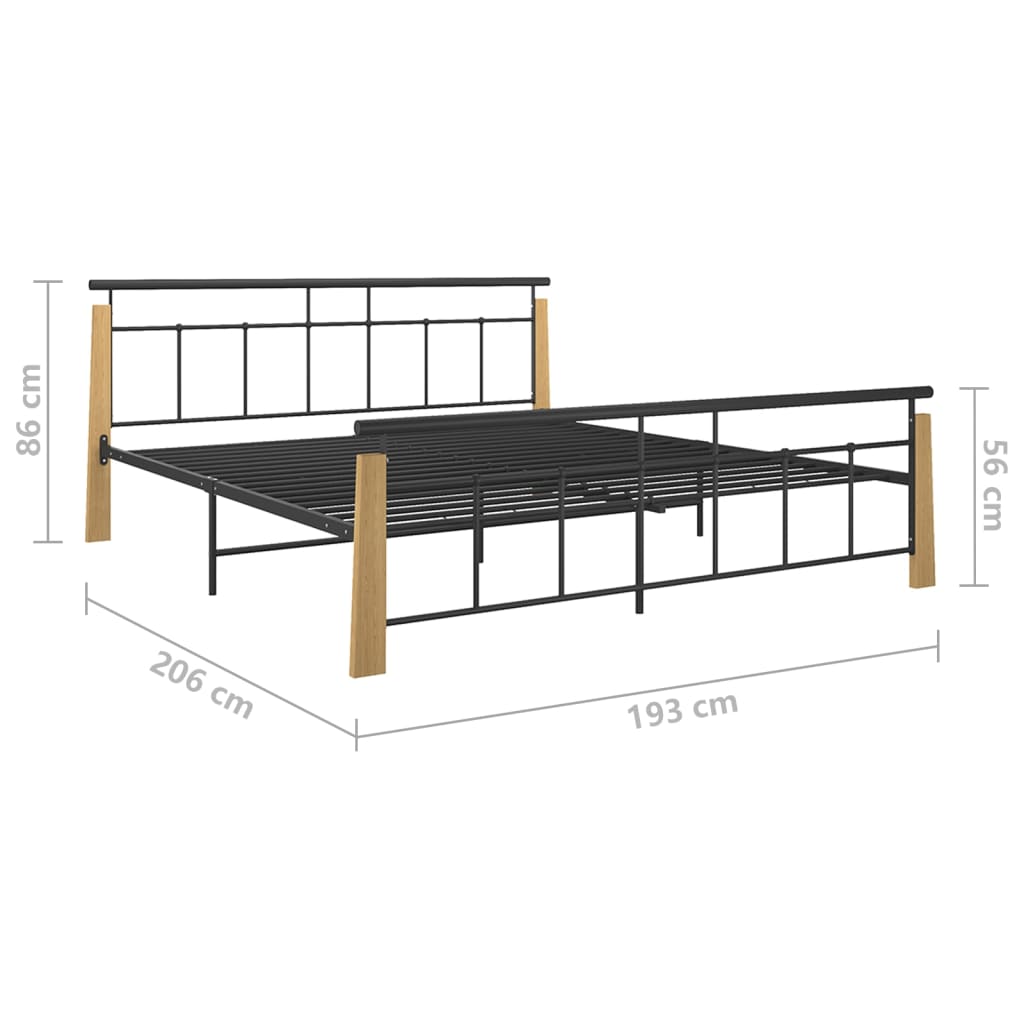 Sengeramme metall og heltre eik 180x200 cm