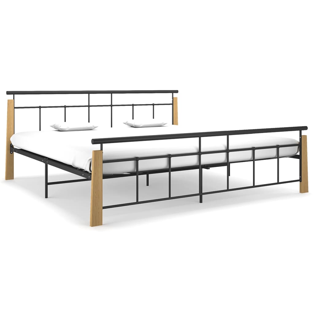 Sengeramme metall og heltre eik 200x200 cm
