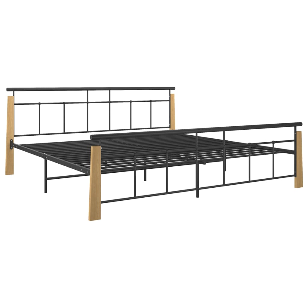 Sengeramme metall og heltre eik 200x200 cm