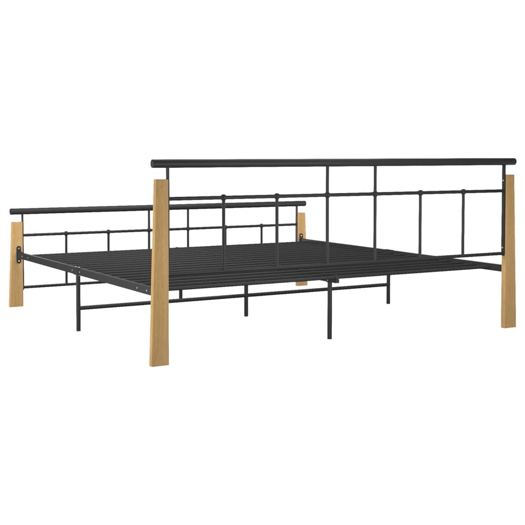Sengeramme metall og heltre eik 200x200 cm