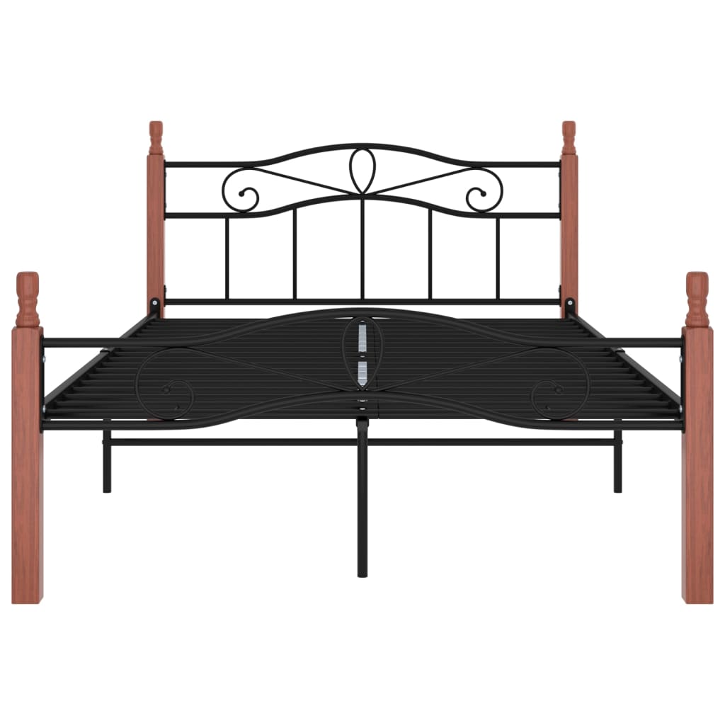 Sengeramme svart metall og heltre eik 120x200 cm